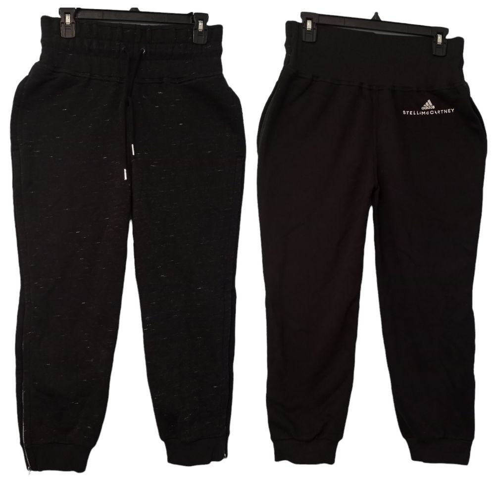 Adidas X Stella McCartney Crop Sweatpants Joggers size Small Black/Gray - Picture 1 of 12